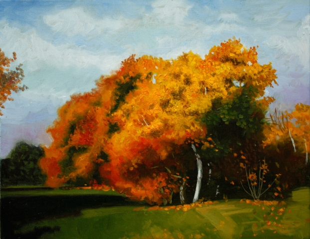 tree, fall, autumn, painting, oil, landscape