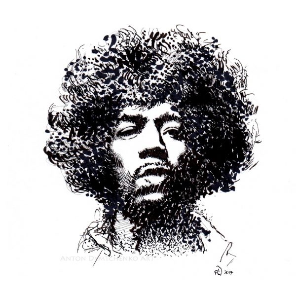 Jimi Hendrix Ink Portrait