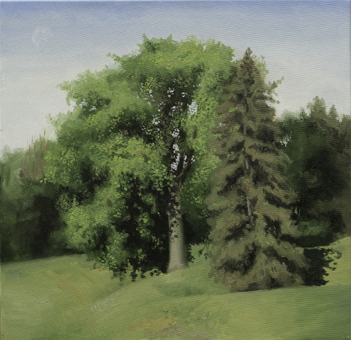 tree, park, green, nature, oil, painting