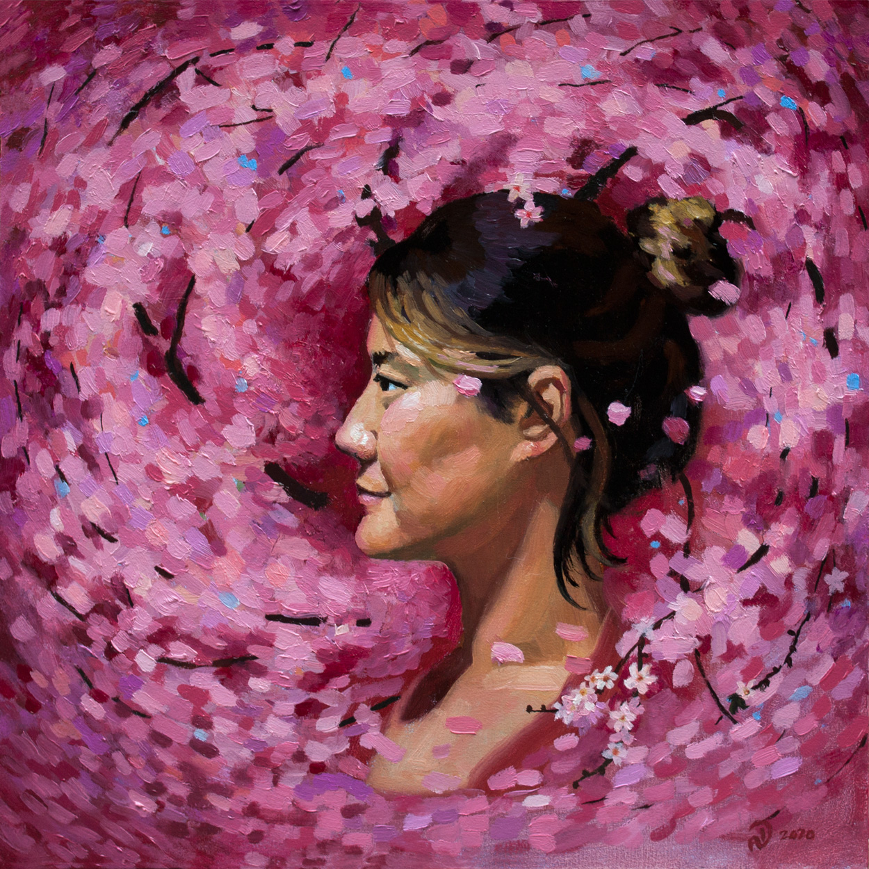 korean cherry blossom girl woman canadian art buy