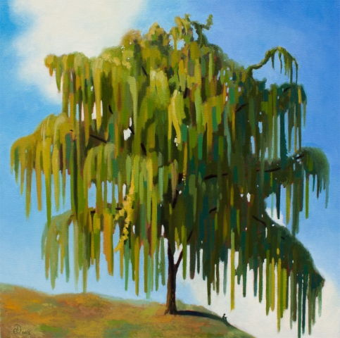 Willow tree painting nature landscape oil